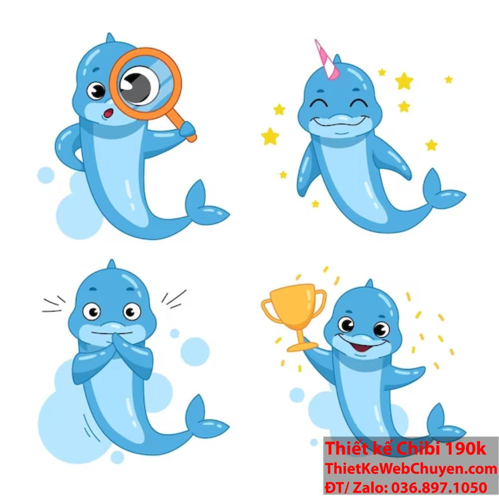 Cá heo chibi ( chibi dolphins ), THIẾT KẾ CHIBI 190K CUTE ĐÁNG YÊU