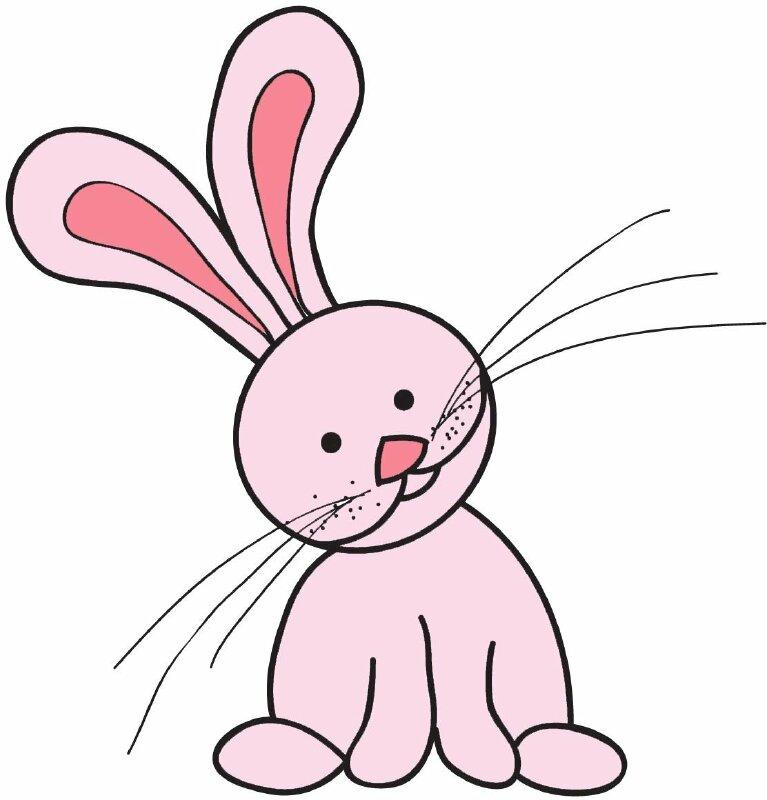 Hình vẽ con thỏ màu hồng đơn giản, ngộ nghĩnh