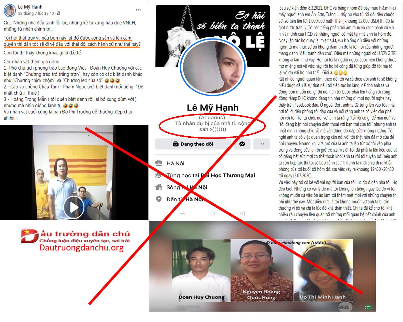 Lê Mỹ Hạnh tiếp tục lột mặt nạ đồng bọn – những kẻ mang danh 'đấu tranh dân chủ'