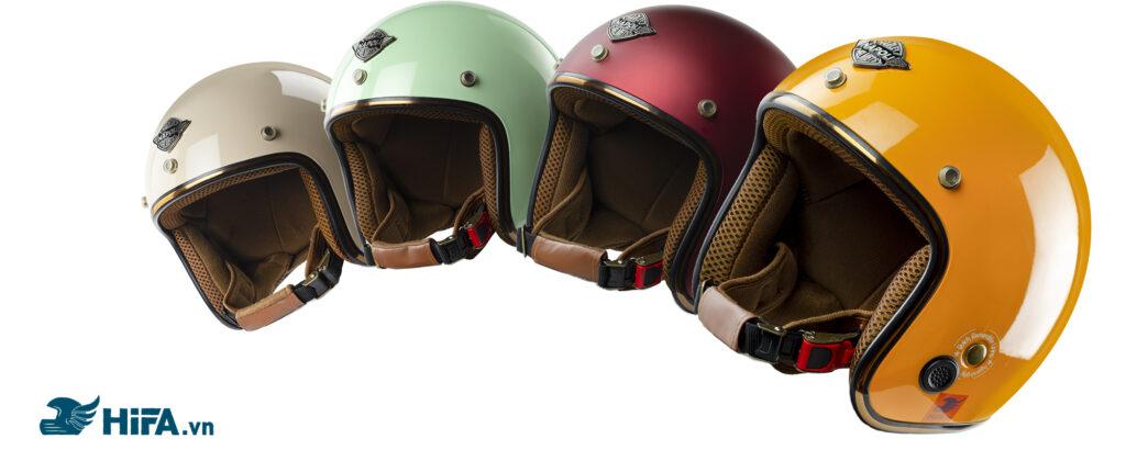 Nón 1/2 Napoli Pug Harley N04 Đệm Da Đen Nhám