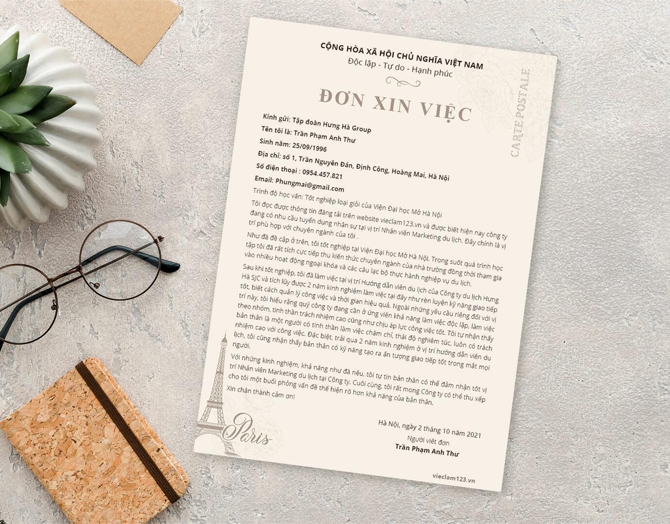 Mẫu CV xin việc file PDF đẹp và ấn tượng (Nguồn: Internet)