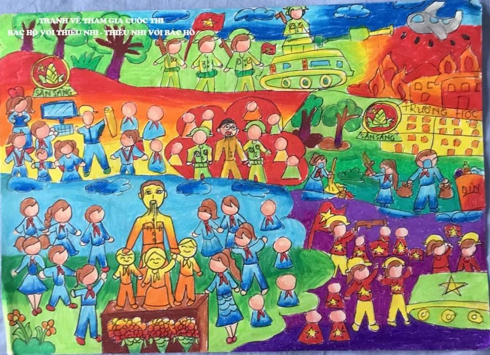 +100 tranh vẽ Bác Hồ và thiếu nhi đơn giản, đẹp và ý nghĩa.