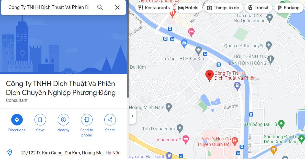 địa chỉ Công ty dịch thuật Phương Đông