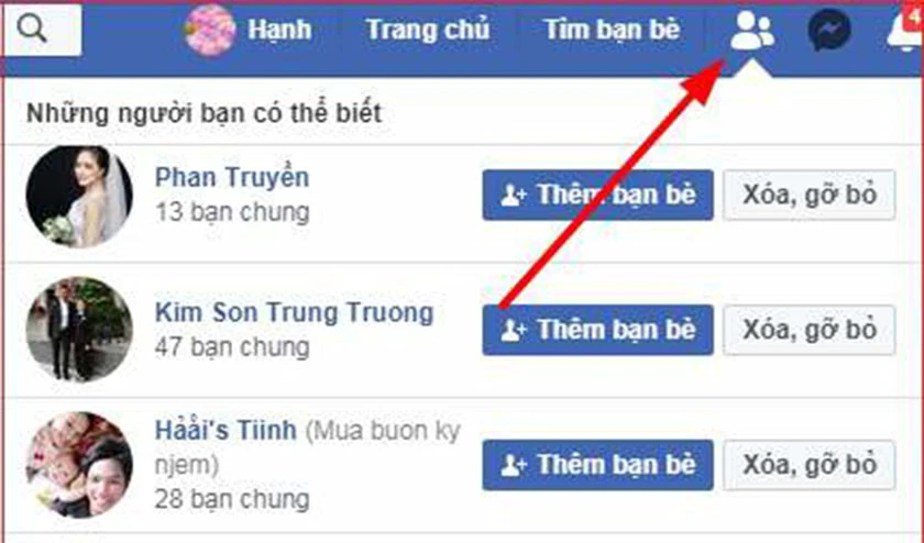 Gửi yêu cầu kết bạn bằng giao diện Facebook cũ