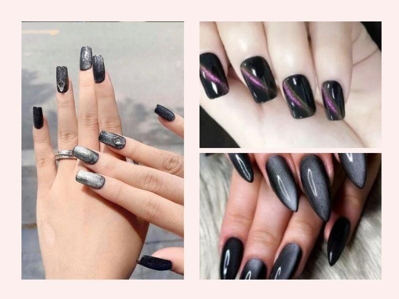 Mẫu nail mắt mèo đen huyền bí