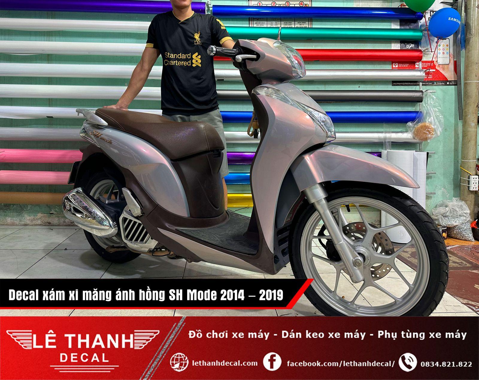 Dán decal đổi màu xám xi măng ánh hồng SH Mode 2014 - 2019