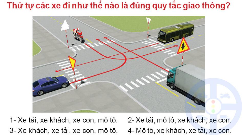 Thứ tự các xe đi như thế nào là đúng quy tắc giao thông?