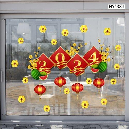 6 Mẫu decal trang trí cửa kính ngày tết đẹp 2024