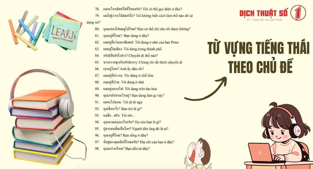 Tổng Hợp Từ Vựng Tiếng Thái Theo Chủ Đề Thông Dụng Cho Người Mới Học