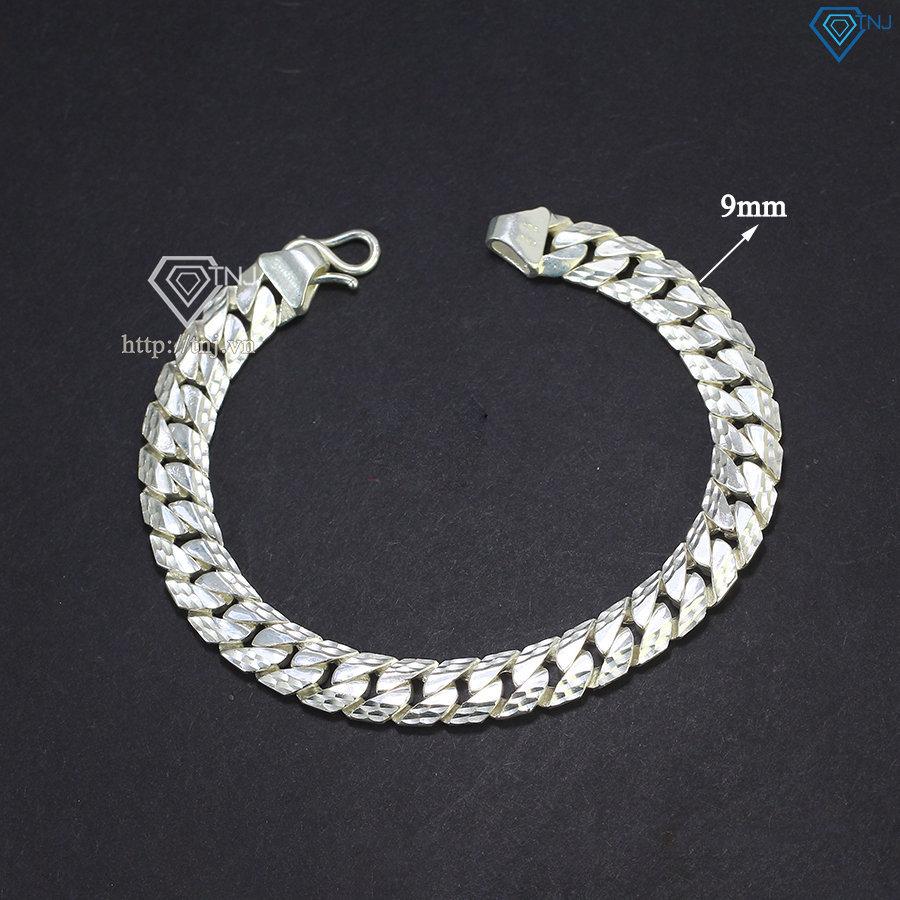 Lắc tay bạc nam mắt xích phay bản 9mm đẹp LTA0095