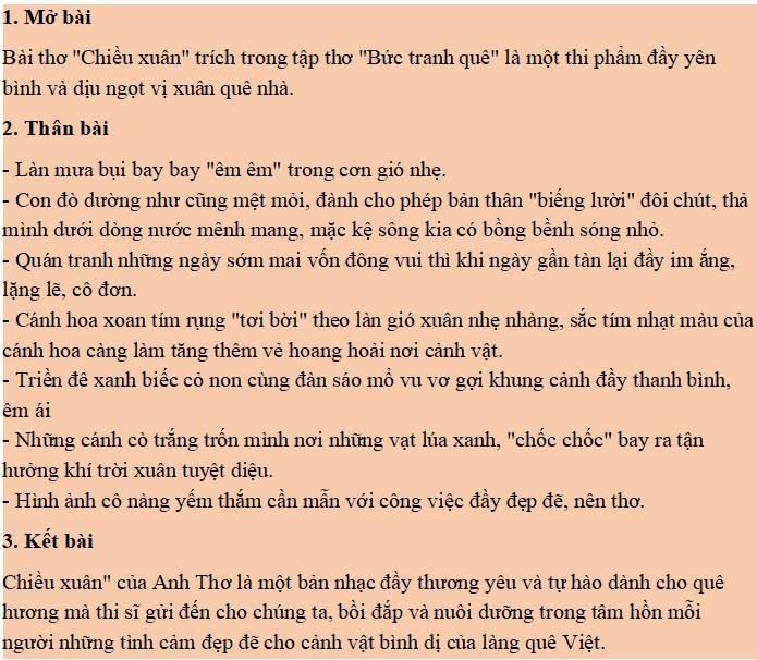 Phân tích Chiều xuân lớp 11 hay và chi tiết