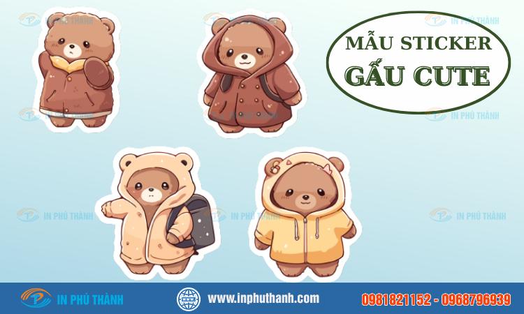Sticker gấu cute nhiều mẫu đẹp thiết kế theo yêu cầu - In Phú Thành