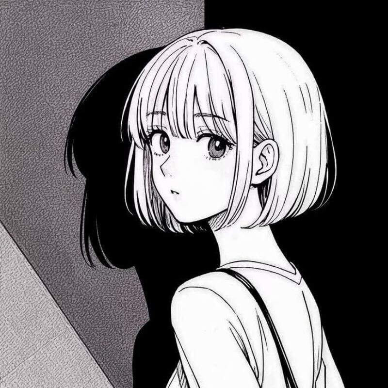 Ảnh avatar anime nữ đen trắng