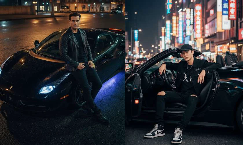 Câu lệnh ghép ảnh xe hơi trên Gemini cho nam