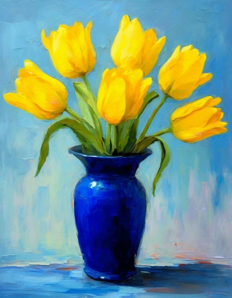 Hình ảnh tranh tĩnh vật hoa tulip đẹp