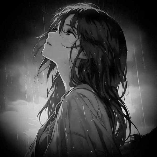Sad girl avatar anime đen trắng
