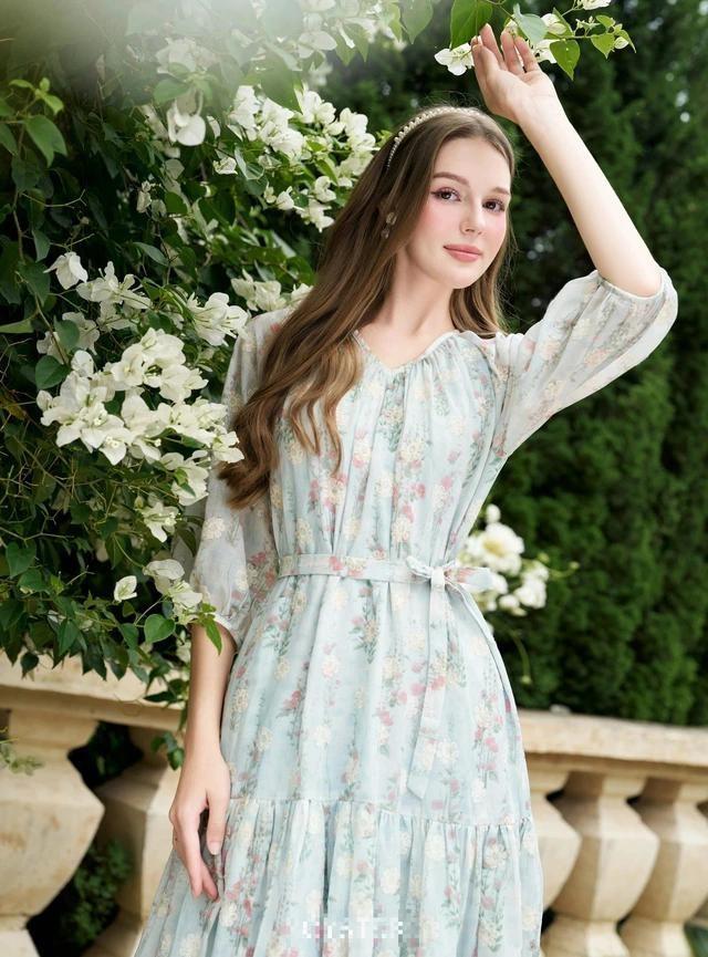 Thiết kế váy hoa tông màu xanh mint dịu mát, lãng mạn giúp "tưới mát" cho tâm hồn trong những ngày hè oi ả