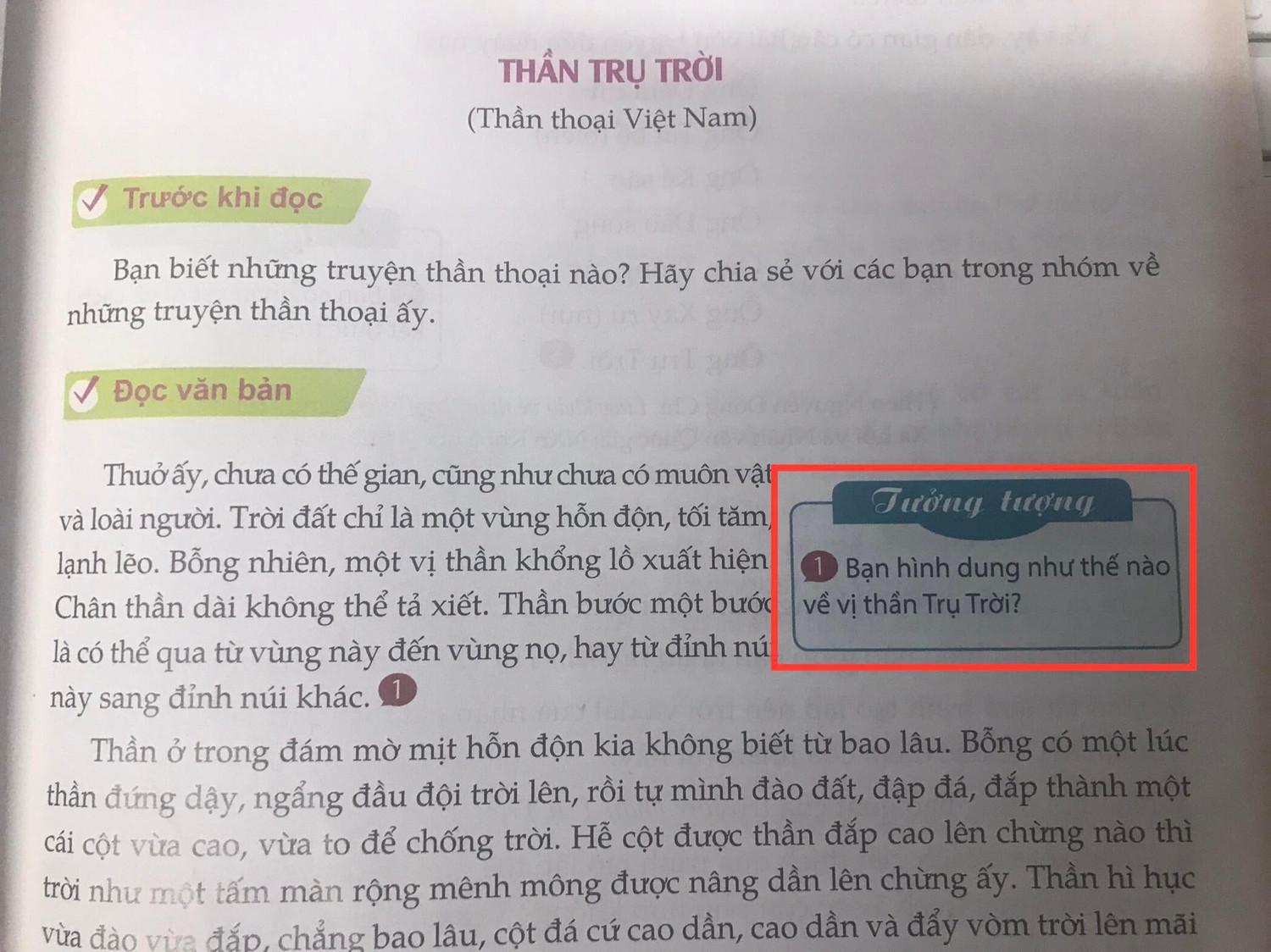 Tên thần Trụ Trời trong sách Chân trời sáng tạo được viết hoa đầy đủ. (Ảnh: Ánh Dương)