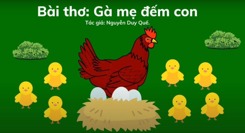 Gà mẹ đếm con - Bài thơ hay cho bé 4 tuổi