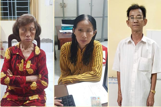 03 đối tượng (từ trái sang): bà Cúc, bà Ngọc, ông Trung