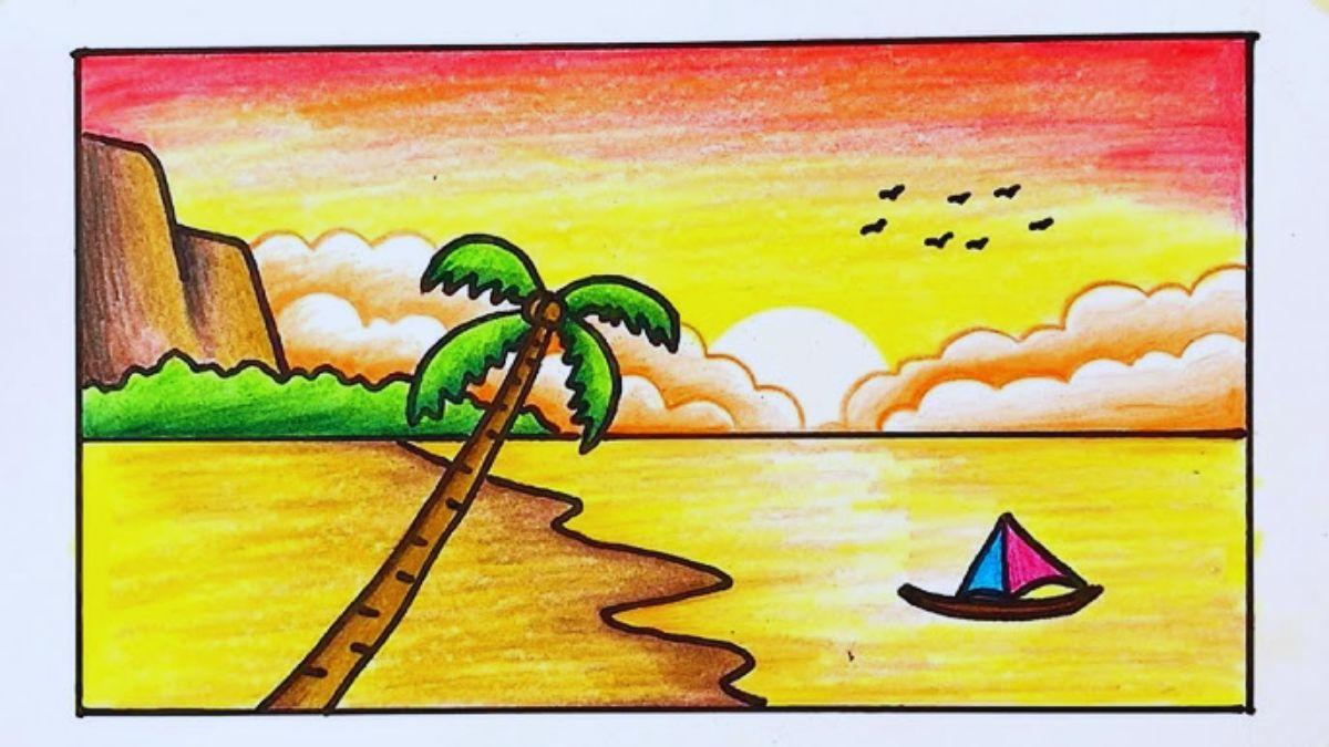 Cách vẽ tranh hoàng hôn