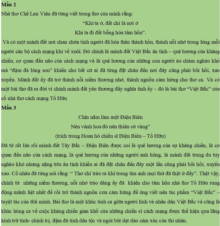 Mở bài Việt Bắc gián tiếp