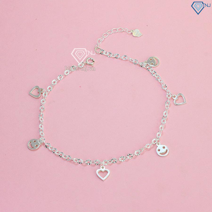 Lắc chân bạc nữ hình mặt cười dễ thương LCN0091