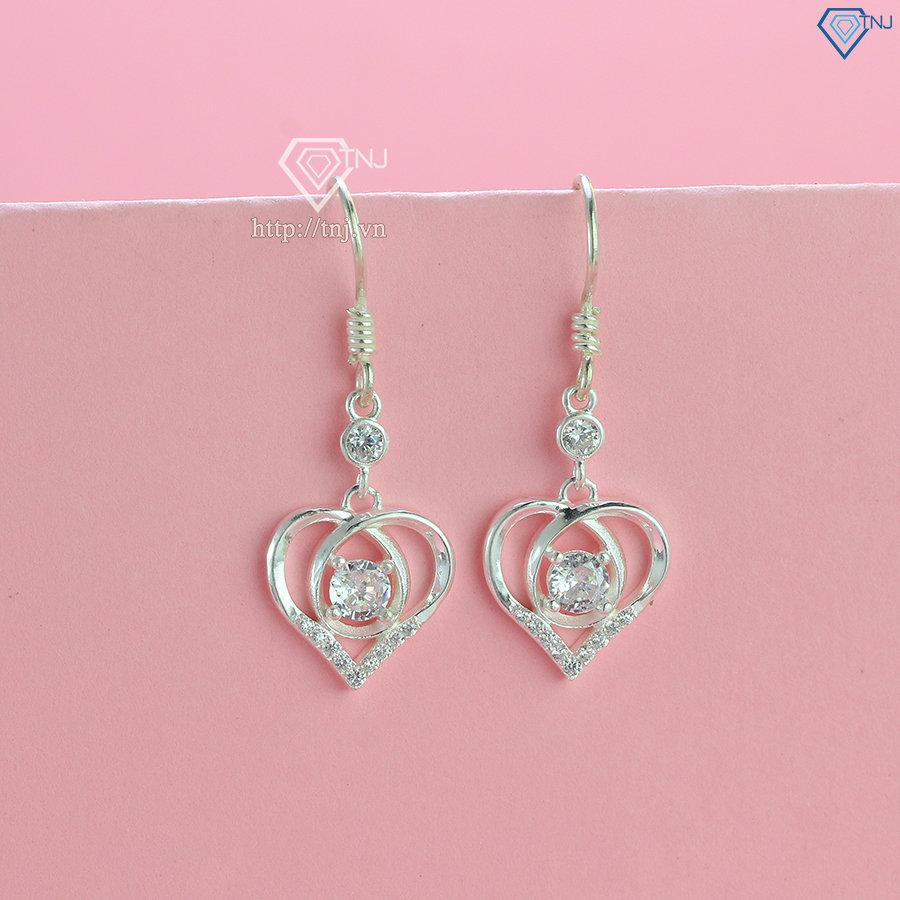 Khuyên tai nữ đẹp hình trái tim bằng bạc BTN0178