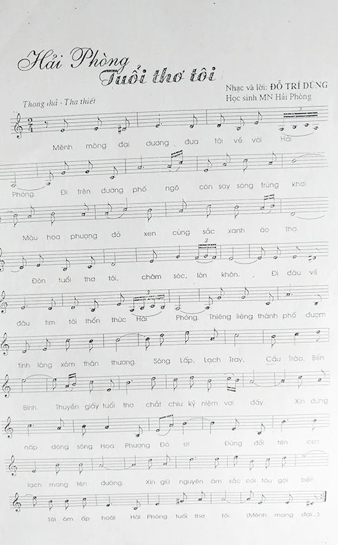 Bản nhạc “Hải phòng tuổi thơ tôi” của nhạc sĩ Đỗ Trí Dũng