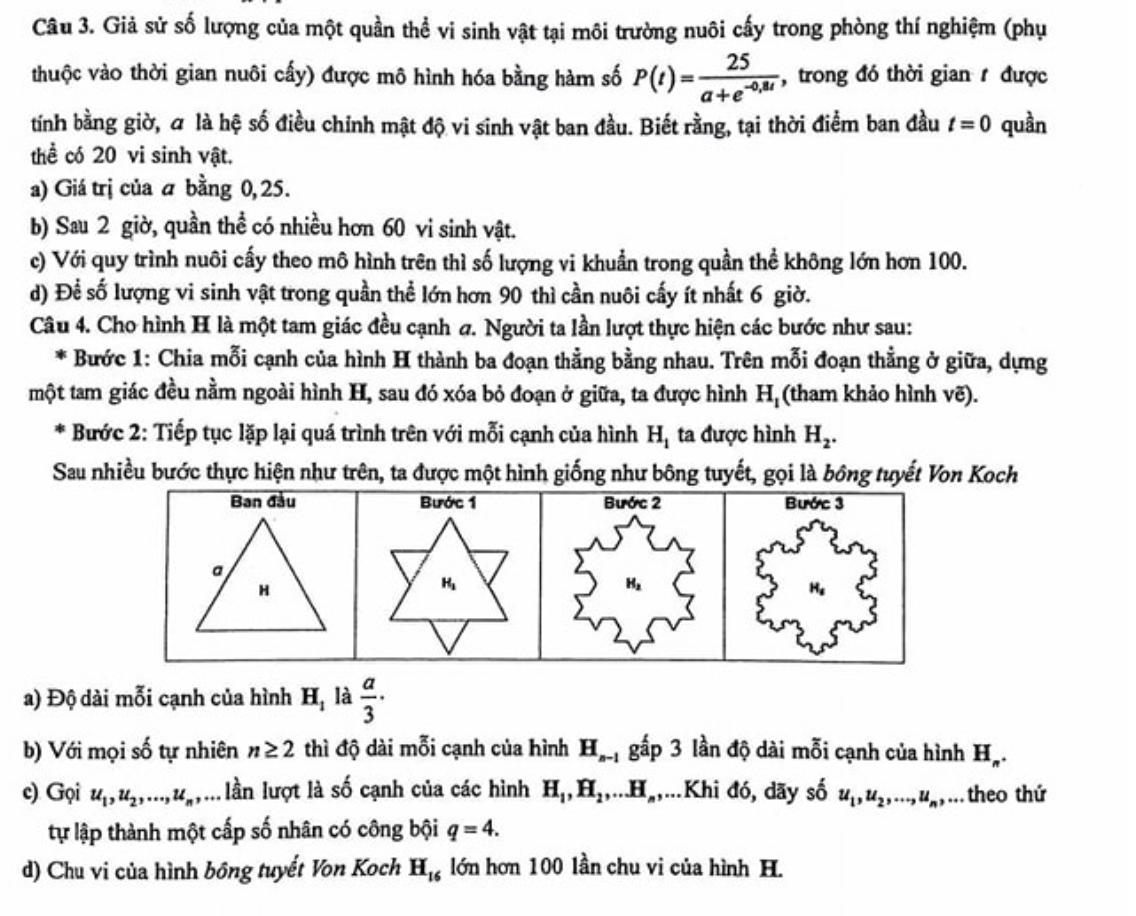câu 3 và câu 4 đề tham khảo toán sở gd&đt hà nội