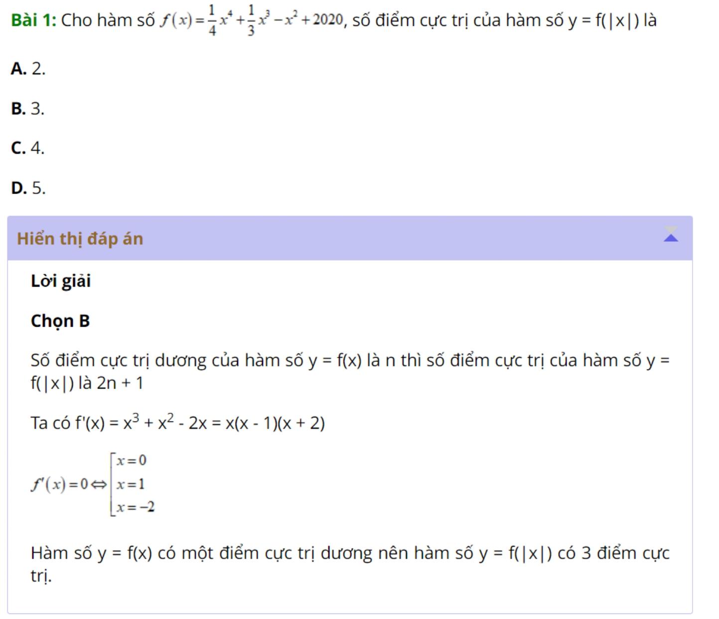 Cực trị hàm trị tuyệt đối (bài 1)