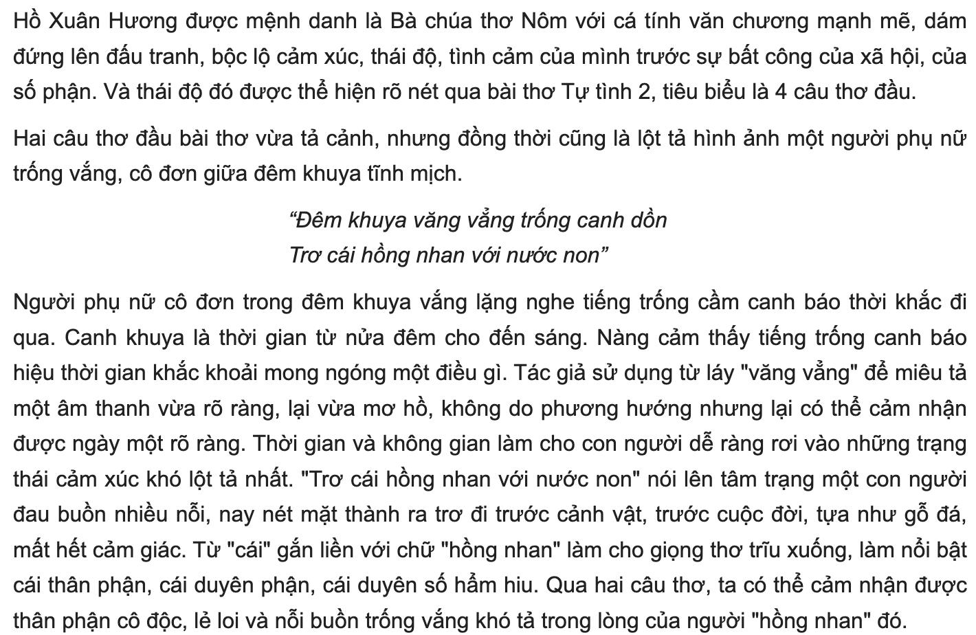 Bài phân tích 2 câu đề và 2 câu thực bài Tự Tình 2