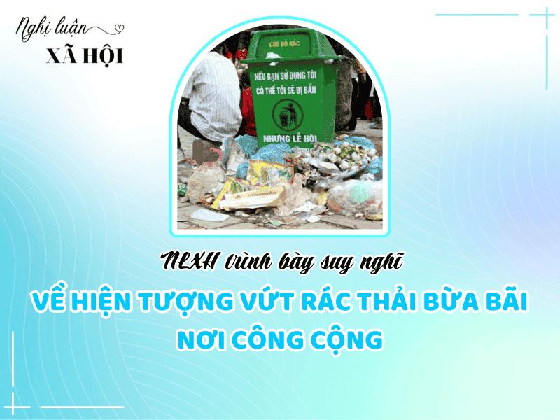 Dàn ý NLXH trình bày suy nghĩ của anh/chị về vấn đề cần giải quyết: Suy nghĩ về hiện tượng vứt rác thải bừa bãi nơi công cộng