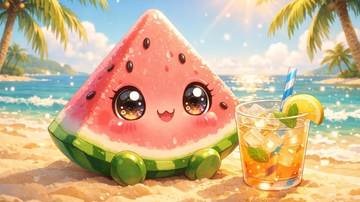 Hình nền quả dưa hấu cute giải nhiệt