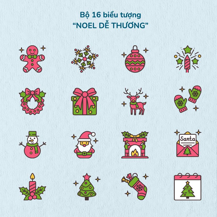 Tổng hợp icon Noel, biểu tượng Giáng Sinh đáng yêu, hay sử dụng trong thiết kế và tải xuống miễn phí