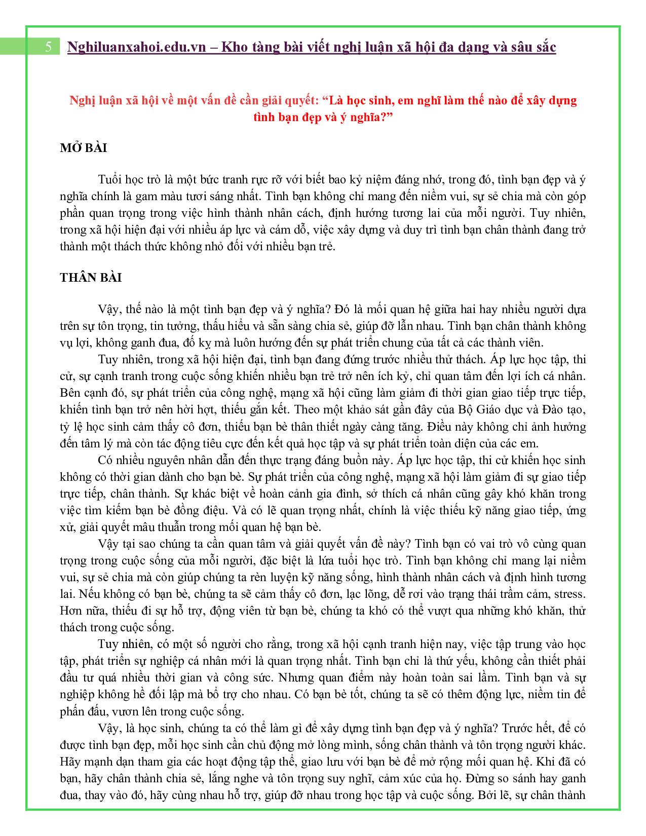 Là học sinh, em nghĩ làm thế nào để xây dựng tình bạn đẹp và ý nghĩa?