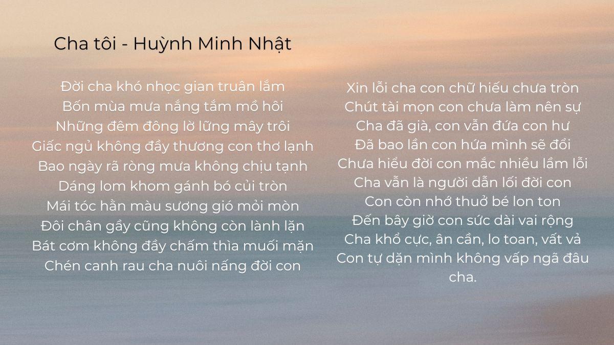Bài thơ ngày của cha sâu lắng