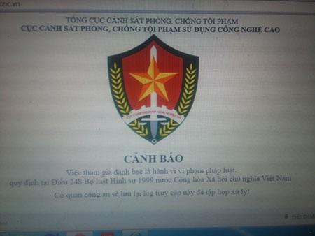 Các trang mạng cá độ đã bị Bộ Công an triệt phá và cảnh báo khi có người truy cập hiện nay.