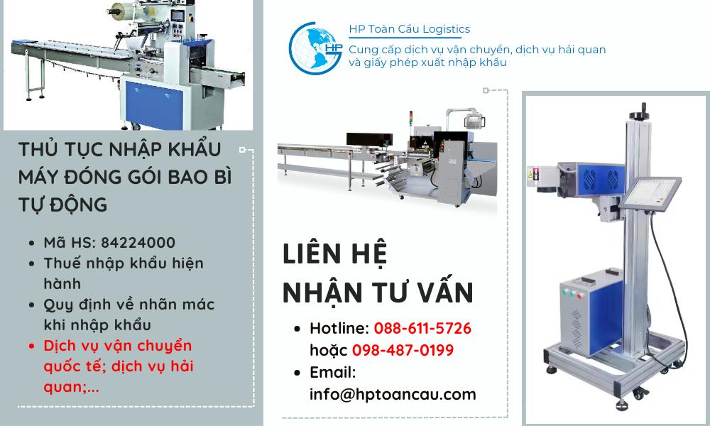 Thủ tục và thuế nhập khẩu máy đóng gói bao bì tự động
