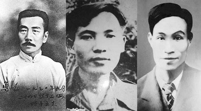 Từ trái qua: Các nhà văn Lỗ Tấn, Nam Cao, Vũ Trọng Phụng - những bậc thầy trong xây dựng nhân vật văn học.