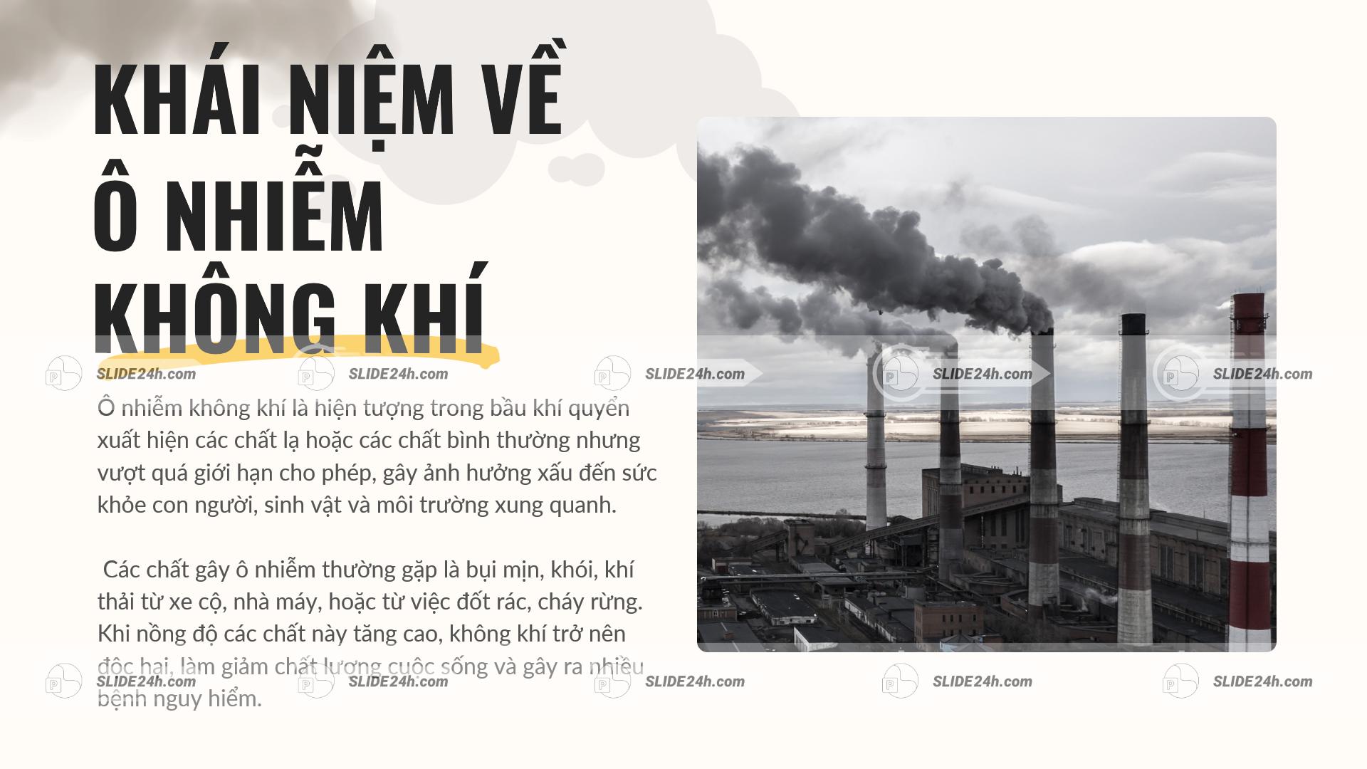 Mẫu Slide Thuyết Trình Ô Nhiễm Không Khí – Bài Giảng Trực Quan Dễ Hiểu