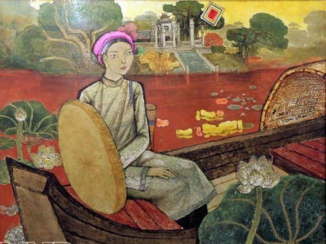 Nữ sĩ Hồ Xuân Hương trong một họa phẩm.