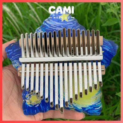 Kalimba Mini 17 Phím Họa Tiết Bầu Trời Sao Arylic Trong Suốt 1