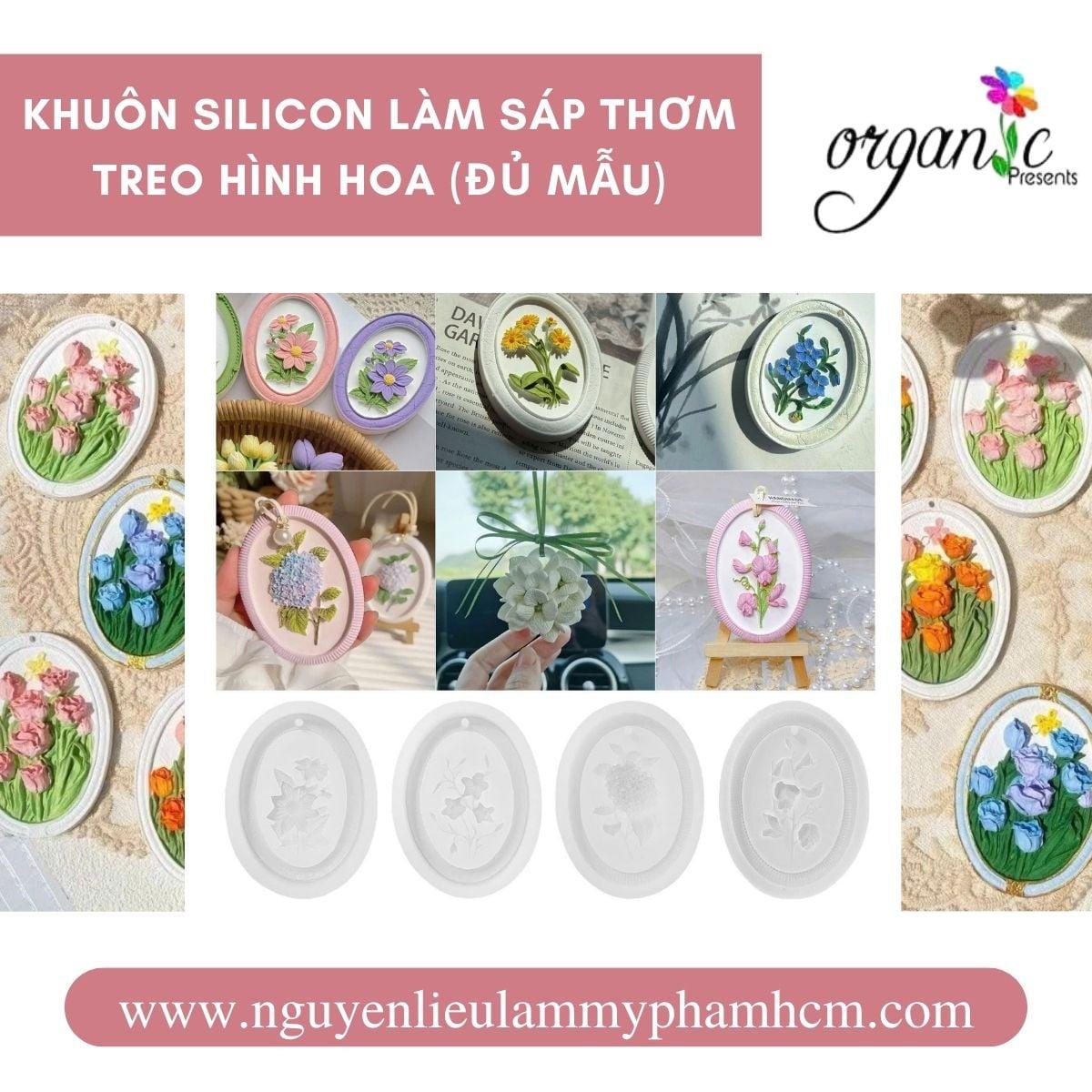 Khuôn silicon làm sáp thơm treo hình hoa đủ mẫu