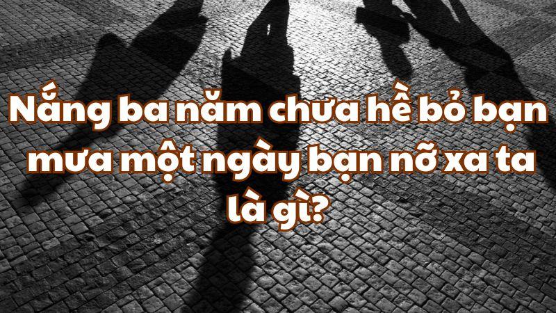 Nắng ba năm chưa hề bỏ bạn mưa một ngày bạn nỡ xa ta là gì?