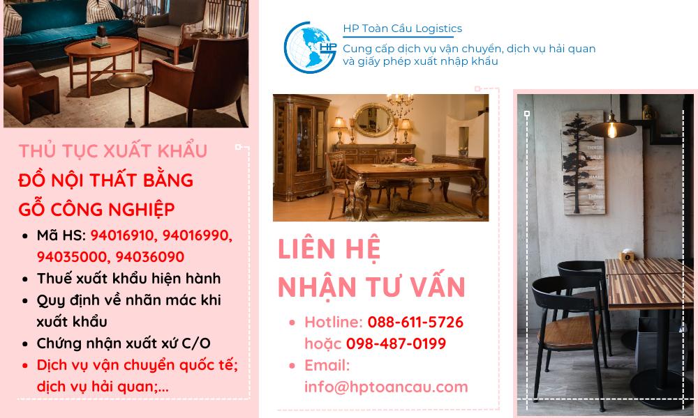 Thủ tục và thuế xuất khẩu Đồ nội thất bằng gỗ công nghiệp