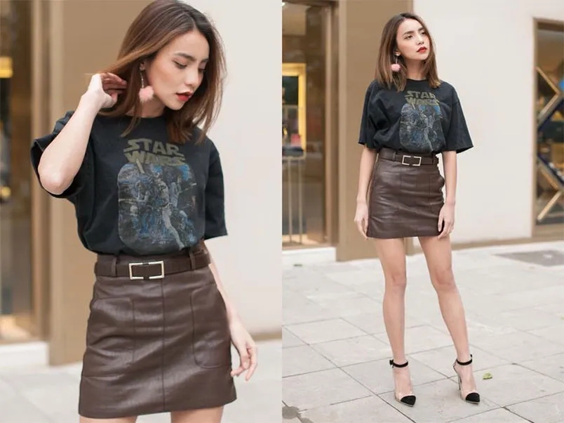 Chân váy da mặc với áo gì? Gợi ý cách phối thời thượng